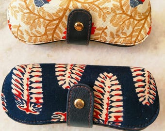 Handcrafted Cotton Sunglass Case – Printed Eyewear Pouch – Slim Travel Eyeglass Holder Set of 2