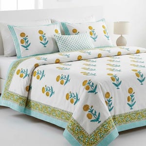 Pure Cotton Bedsheet King size with 2 pillow covers : Hand Block Printed Bedding Set