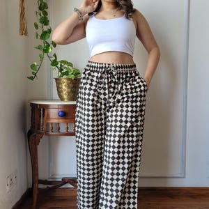 Cotton Palazzo Pants with Pockets for Women – High Waist, Comfortable Printed Relaxed Pants | Loose Cotton Trousers | Casual soft cotton