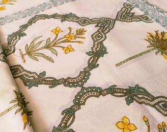 Juego de sábanas de algodón tamaño king con estampado a mano: decoración floral bohemia