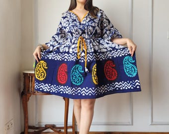 Cotton Kaftan Dress : Relaxed fit Handcrafted Beachwear