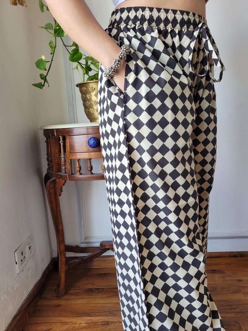 Pantalon Palazzo en coton jambes larges : taille haute, pantalon ample image 2