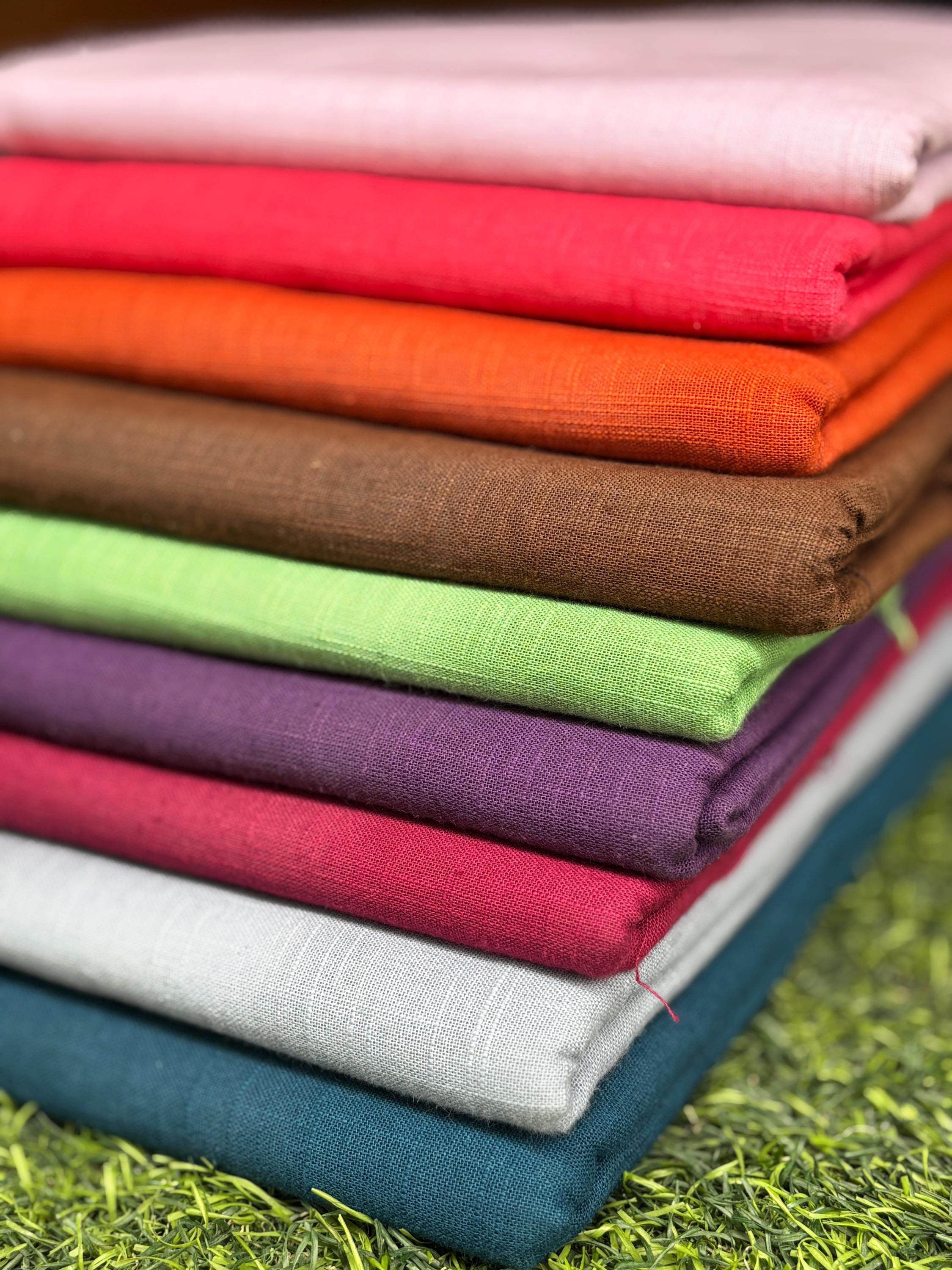 slub cotton dress material Cotton slub fabric for dresses, shirt, craft by yard