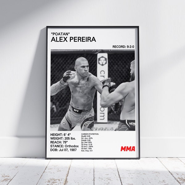 Alex Pereira Poster, Poatan Alex Pereira Print, MMA Artwork