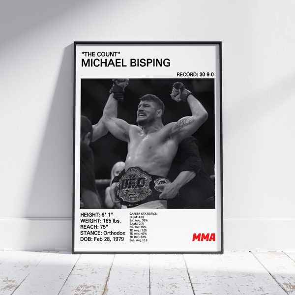 Michael Bisping Poster, Michael Bisping Ex UFC Print, Mixed Martial Arts