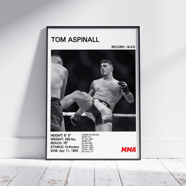 Tom Aspinall MMA Poster, Tom Aspinall Print, Mixed Martial Arts