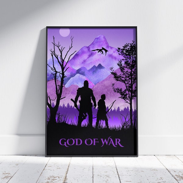 God of War Poster, Gaming Print, Posters, Gaming Poster, Minimalist, Video Game Art, Kratos, Fan art