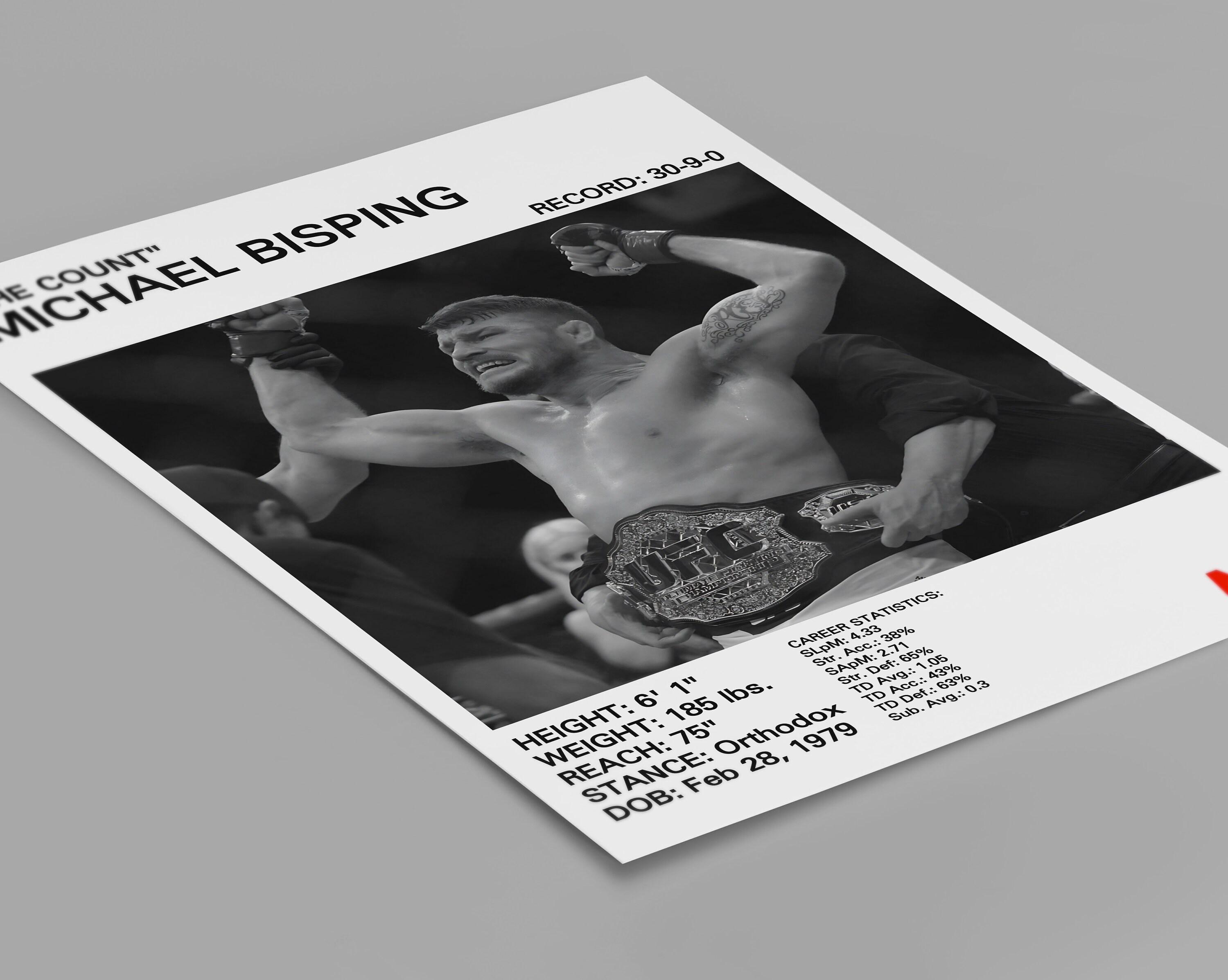 Michael Bisping Poster, Michael Bisping Ex UFC Print, Mixed Martial