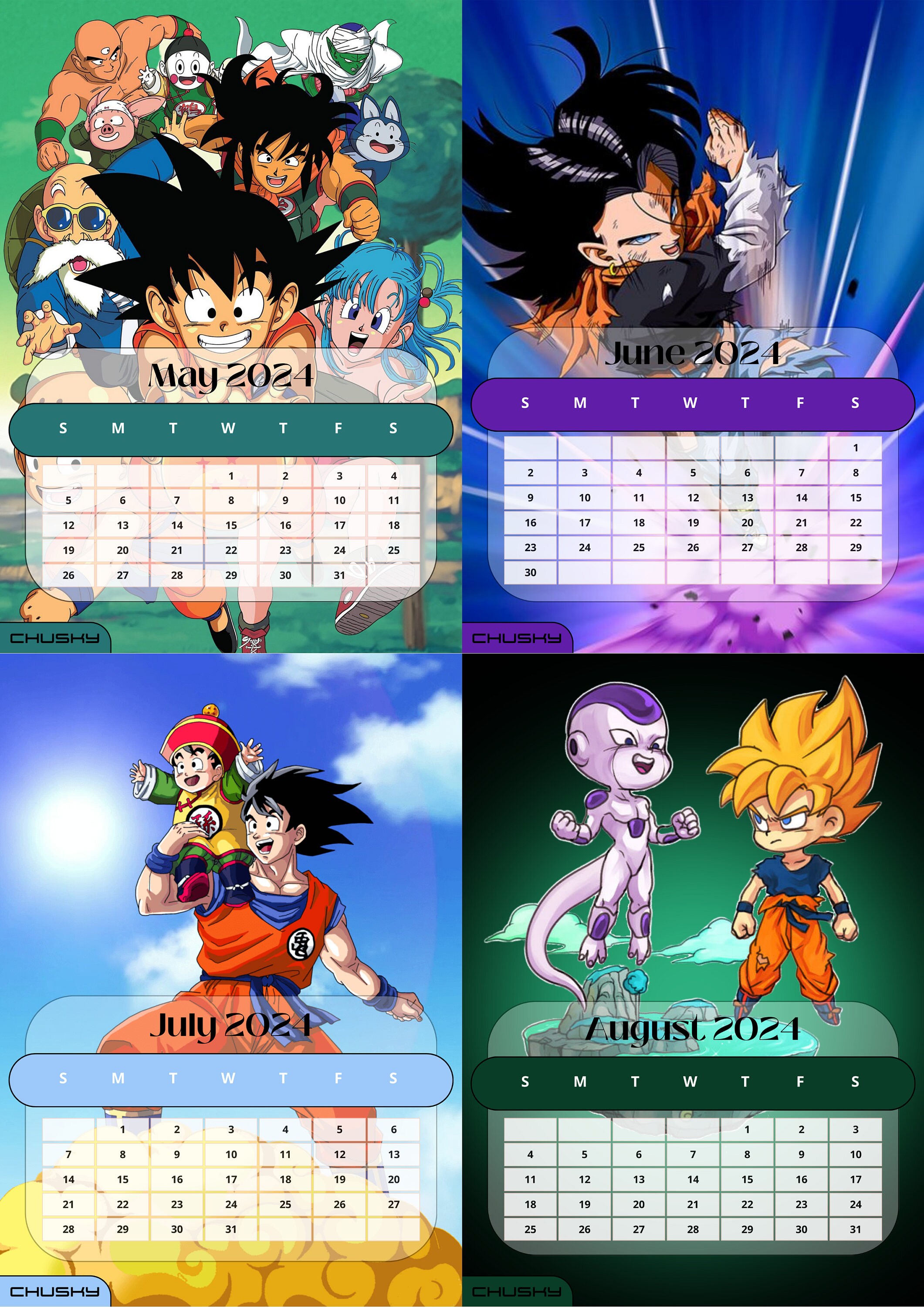 Dragonball Calendar 2024 Digital Product Etsy