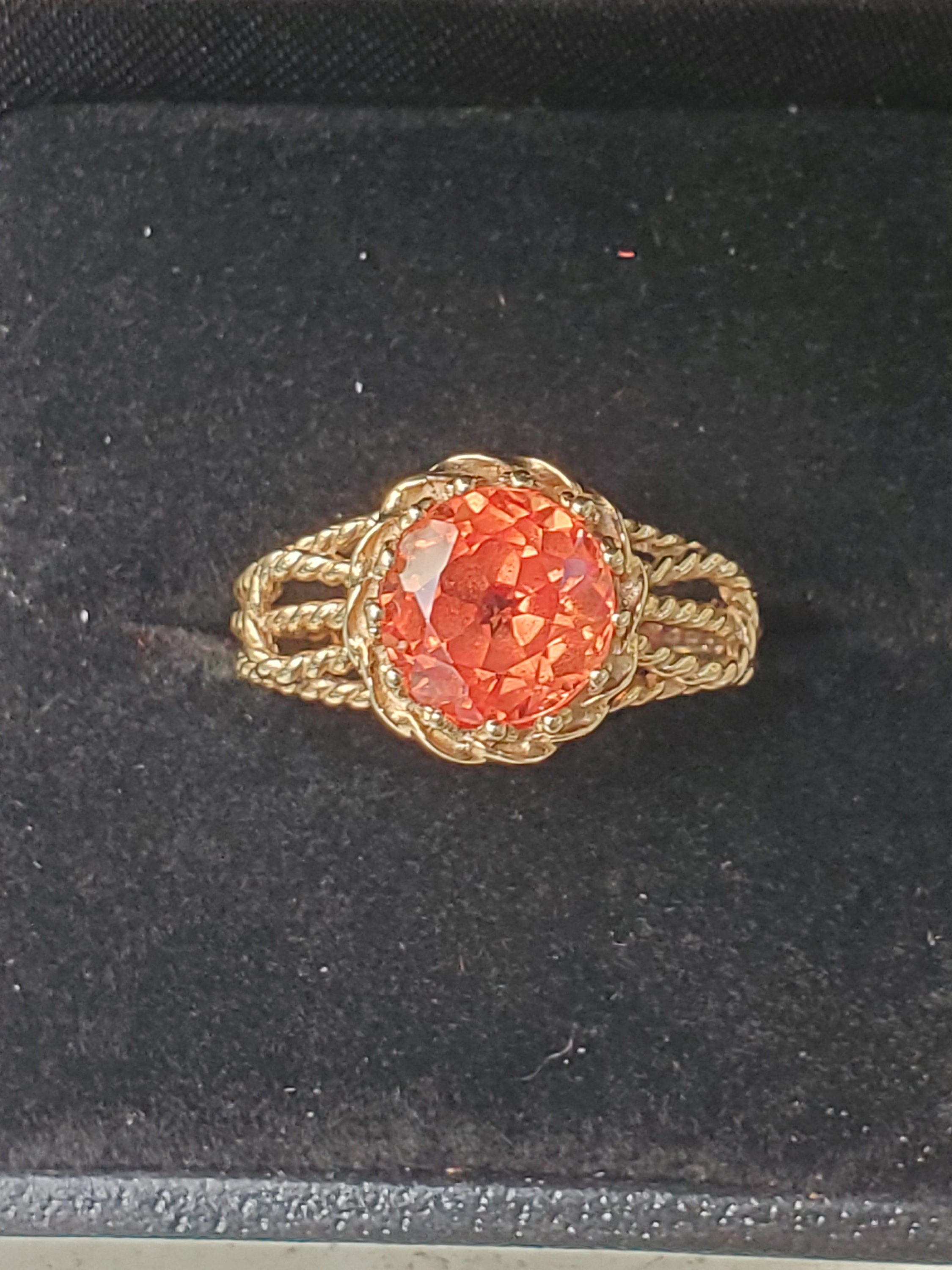 10kt yellow gold orange spinel handmade ring | Etsy