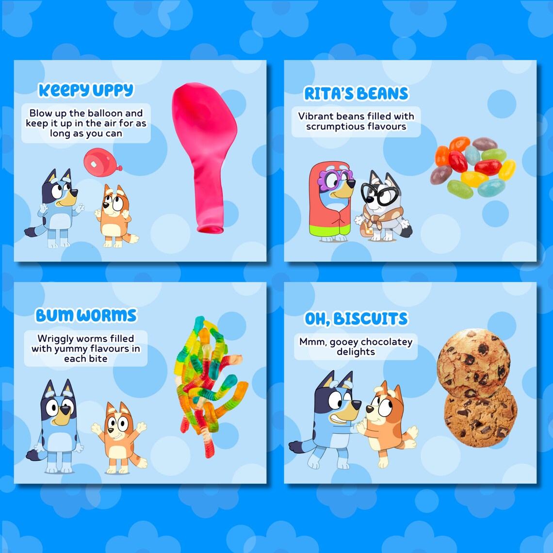 11 Boy Bluey Party Favor Printables, Personalized Bluey Birthday Favour ...