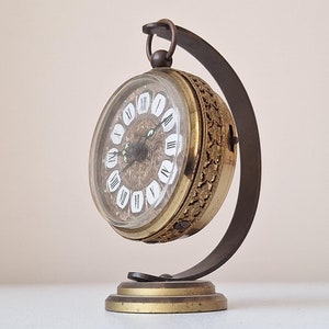 Antique German Blessing Clock: 1950s Filigree Alarm Clock