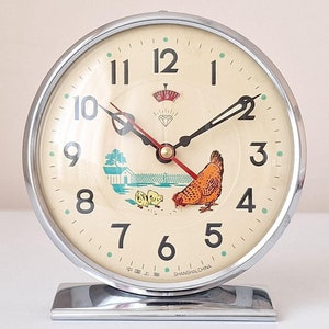 Antique 1970s Chicken Alarm Clock: Mechanical Table Clock