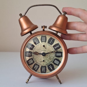 Vintage Clock, Antique Clock, Jerger Clock, Table Clock, Alarm Clock, Copper Clock, Mechanical Clock, Gift, Home Decor