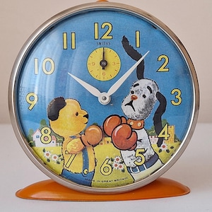 Antique Very Rare Smiths Sooty and Sweep Animated Alarm Table Clock, Vintage Clock, Collector&#39;s Clock, Gift, Sooty and Sweep, Smiths