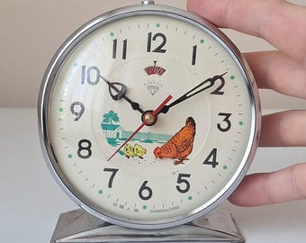 アンティークな1970年代の鶏の目覚まし時計：動く機械式置時計 - Etsy 日本