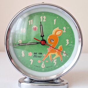 Antique Bambi Alarm Clock, Gazelle Clock, Animated Clock, Vintage Clock, Antique Clock, Alarm Clock, Clock, Gift, Hero Clock
