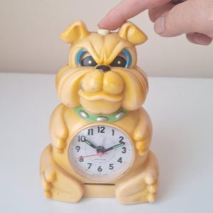 Vintage Very Rare Original Japan Bulldog Alarm Table Clock, Moving