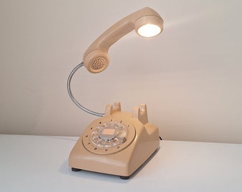 Cream Telephone Table Lamp: Novelty Office Decor