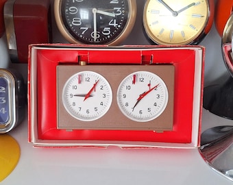 Vintage Jerger Chess Clock, Wooden 70s Mechanical Timer, Original