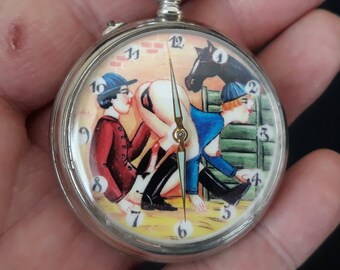 Vintage erotic pocket watch - Etsy