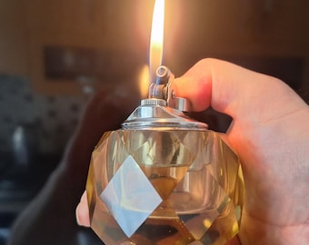 Antique Crystal Table Lighter, Vintage Desk Decor