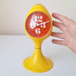 Vintage Yellow Blessing Alarm Clock: Space Age Decor, Made in