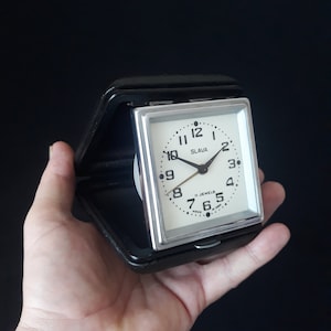Vintage Slava Travel Alarm Clock: Mechanical Wind-Up, USSR Made