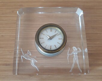 Rare 1950s Kristal Pine Clock: Swiss Made 'God of Love' Antique
