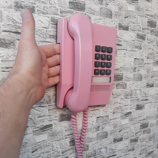 Pink Phone, Vintage Pink Phone, Home Phone, Phone, Wall Phone,  Table Phone, Home Decor, Ofis Decor, Decor, Gift, Gifts, Wall, Wall Decor