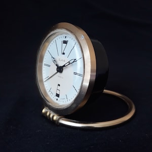 Antique Slava Mechanical Alarm Clock - 1950s USSR Table Clock