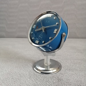 Vintage 1970s Space Age Table Clock: Mechanical Alarm