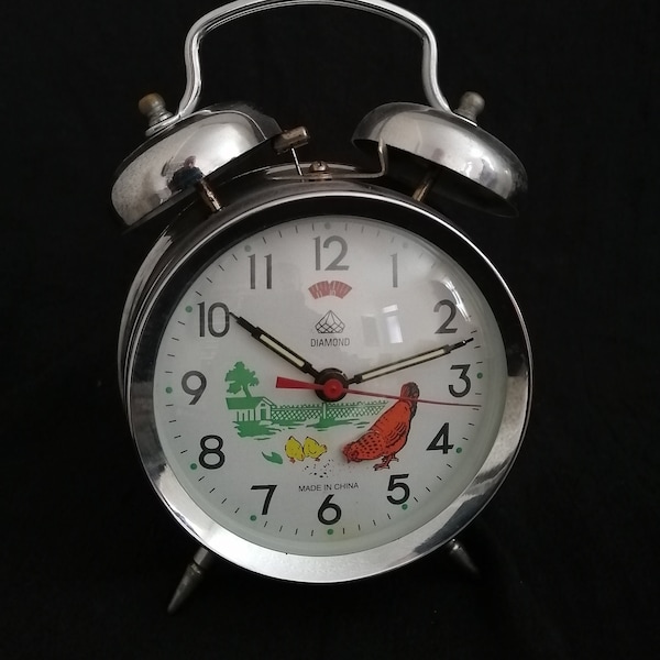 horloge vintage, horloge mécanique, horloge animée, horloge de poulet, horloge de coq, horloge de poussin, réveil, horloge de table, horloge