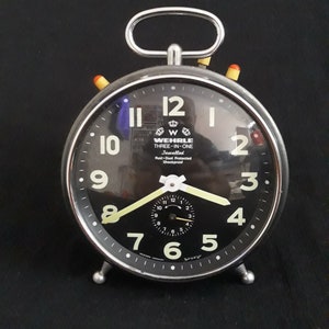 Vintage Uhr, Wehrle Uhr, Dreifach Uhr, 3-Funktions-Uhr, Seltene Wehrle Uhr, Antike Uhr, Wehrle, Wecker, Tischuhr, Uhr