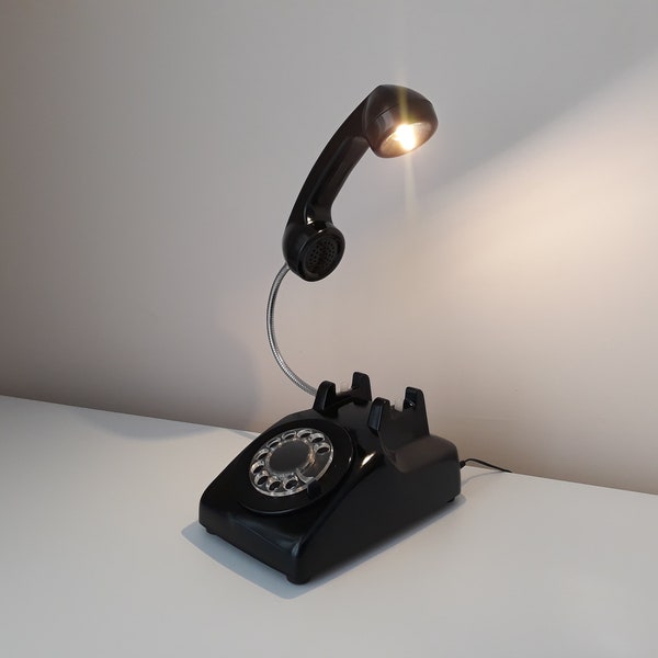 Black Lamp, Black, Night Light, Bedroom, Antique Telephone Lamp, Telephone Lamp, Lamp, Home Decor, Decor, Gift, Phone Lamp, Dark Room