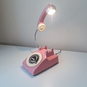 Pink Lamp, Lamp, Phone Lamp, Office Decor, Home Decor, Telephone Lamp