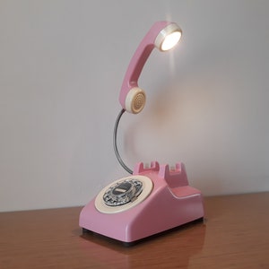 Pink Lamp, Lamp, Phone Lamp, Office Decor, Home Decor, Telephone Lamp, Decor, Gift, Gifts, Pink, Candy Pink, Bedroom, Guest Room, Nostalgia