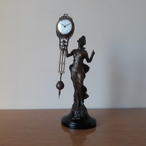 Antique Rare Bronze Beauty Goddess Pendulum Clock, Junkhans Clock, Antique Clock, Goddess Clock, Pendulum Bronze Clock, Goddess, Home Decor