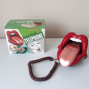 Space Age Phone, Lip Phone, Vintage Phone, Vintage Mouth Phone, Lips Phone, Tongue Phone, Vintage Telephone, Home Decor, Ofis Decor, Gift