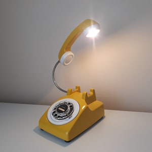 Yellow Lamp, Desk Lamp, Phone Lamp, Yellow Table Lamp, Office Decor, Telephone Lamp, Retro Lamp, Home Decor, Lamp, Gift, Yellow