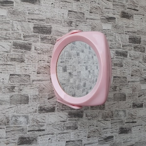 Vintage Pink Makeup Mirror: 1980s Space Age Table/Wall Mirror