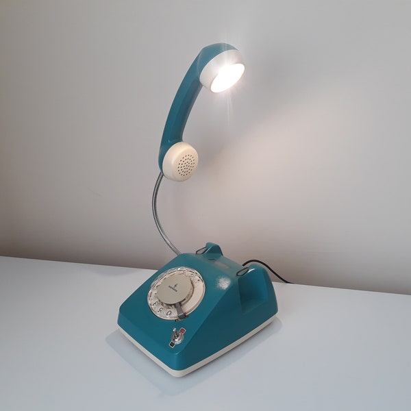 Turquoise Lamp, Turquoise Desk Lamp, Phone Lamp, Lamp, Office Decor, , Retro Lamp, Gift, Gifts, Home Decor, Decor, Turquoise