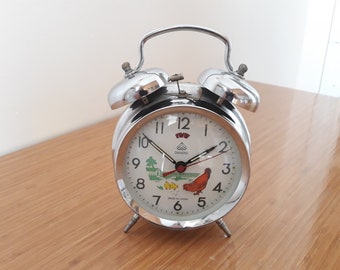 Vintage Clock, Mechanical Clock, Animated Clock, Chicken Clock, Rooster Clock, Chick Clock, Alarm Clock, Table Clock, Clock