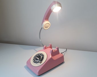 Pink Lamp, Lamp, Phone Lamp, Office Decor, Home Decor, Telephone Lamp, Gift, Table Lamp, Table Decor, Vintage, Antique, Gifts