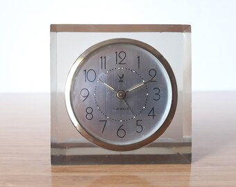 Antique Jaz Alarm Clock: French Mechanical Desk Clock, 1970s