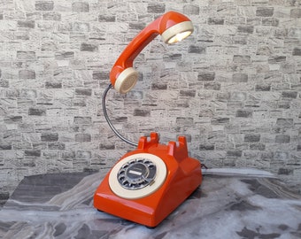 Orange Lamp, Lamp, Phone Lamp, Office Decor, Home Decor, Telephone Lamp, Decor, Gift, Gifts, Nostalgia Telephone, Nostalgia Lamp, Noltalgia