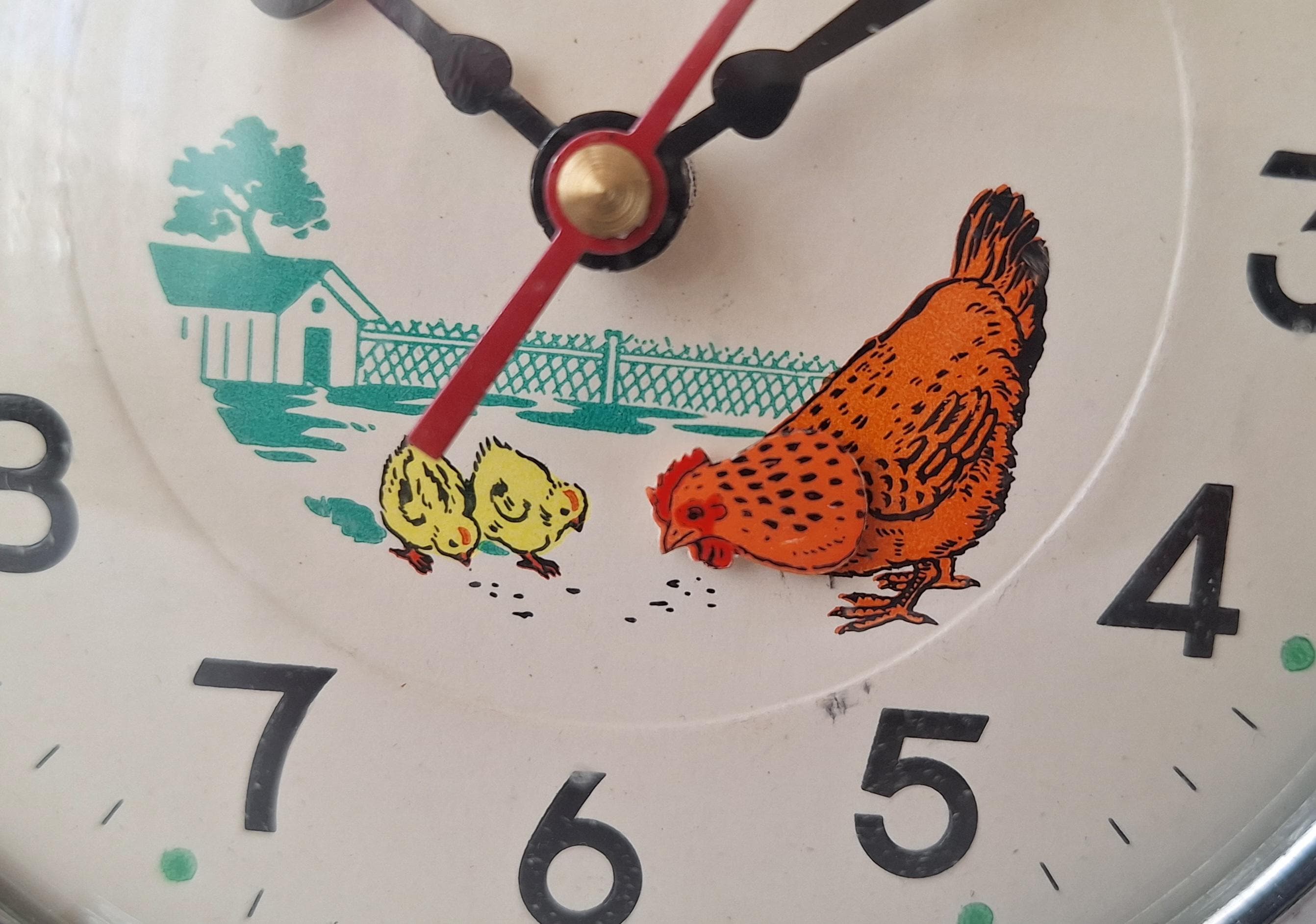 アンティークな1970年代の鶏の目覚まし時計：動く機械式置時計 - Etsy 日本