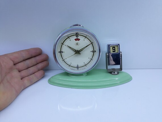 Reloj Vintage Reloj Despertador Reloj Antiguo Reloj calendario Reloj de escritorio Reloj antiguo Reloj de la Era Espacial Era Espacial Reloj Reloj de Mesa Etsy Espana