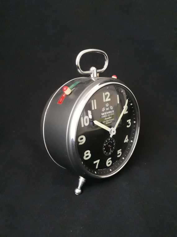 WEHRLE ウエラ　THREE-IN-ONE 目覚まし時計 Vintage WEHRLE Three In One Alarm Clock Original Black Clock