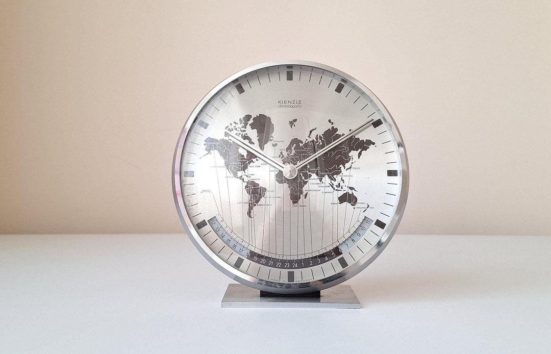 Vintage Solstice Kienzle World Clock, Vintage Clock, Table Clock ...